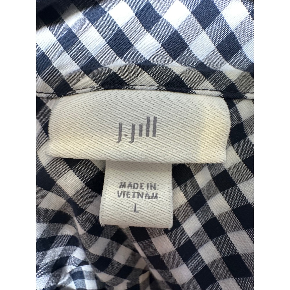 J. Jill Black White Gingham Popover Tunic Top 3/4 Sleeve Size Large - Picture 6 of 8